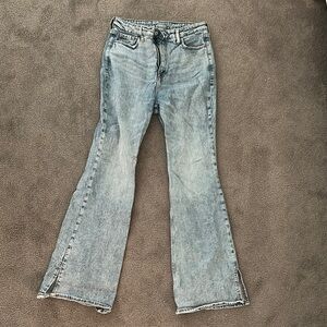 Blue Flare Wide Leg Jeans